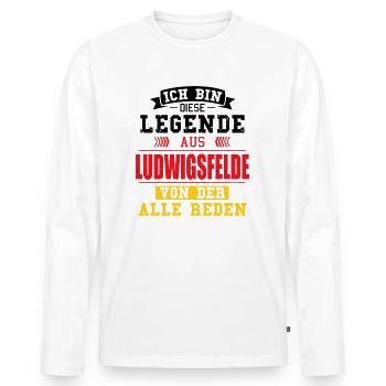 Stadt Ludwigsfelde Deutschland Legende Spruch - Männer Premium Bio Langarmshirt - Weiß - Vorne - Nico (187cm)