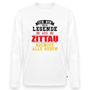 Stadt Zittau Deutschland Legende Spruch - Männer Premium Bio Langarmshirt - Weiß - Vorne - Nico (187cm)
