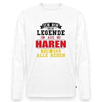 Stadt Haren Deutschland Legende Spruch - Männer Premium Bio Langarmshirt - Weiß - Vorne - Nico (187cm)