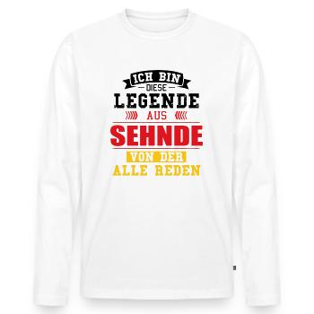 Stadt Sehnde Deutschland Legende Spruch - Männer Premium Bio Langarmshirt - Weiß - Vorne - Nico (187cm)