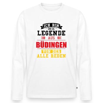 Stadt Büdingen Deutschland Legende Spruch - Männer Premium Bio Langarmshirt - Weiß - Vorne - Nico (187cm)