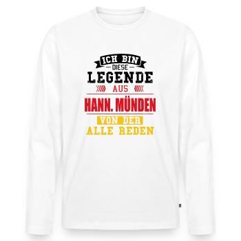 Stadt Hann. Münden Deutschland Legende Spruch - Männer Premium Bio Langarmshirt - Weiß - Vorne - Nico (187cm)