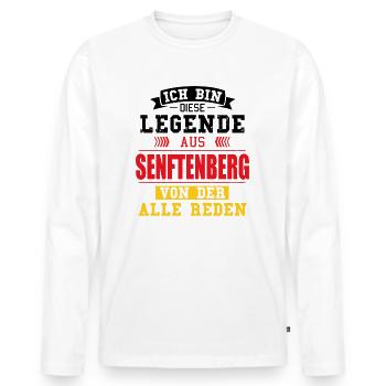 Stadt Senftenberg Deutschland Legende Spruch - Männer Premium Bio Langarmshirt - Weiß - Vorne - Nico (187cm)