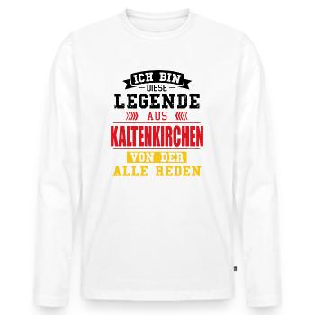 Stadt Kaltenkirchen Deutschland Legende Spruch - Männer Premium Bio Langarmshirt - Weiß - Vorne - Nico (187cm)