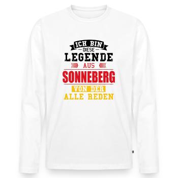 Stadt Sonneberg Deutschland Legende Spruch - Männer Premium Bio Langarmshirt - Weiß - Vorne - Nico (187cm)
