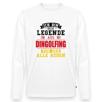 Stadt Dingolfing Deutschland Legende Spruch - Männer Premium Bio Langarmshirt - Weiß - Vorne - Nico (187cm)