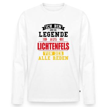Stadt Lichtenfels Deutschland Legende Spruch - Männer Premium Bio Langarmshirt - Weiß - Vorne - Nico (187cm)