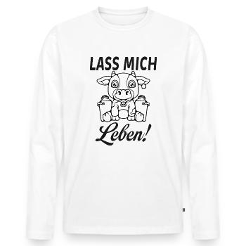 Lass mich Leben Baby Kuh - Vegan Vegetarisch - Männer Premium Bio Langarmshirt - Weiß - Vorne - Nico (187cm)