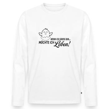 Kücken wenn ich groß bin möchte ich Leben - Männer Premium Bio Langarmshirt - Weiß - Vorne - Nico (187cm)