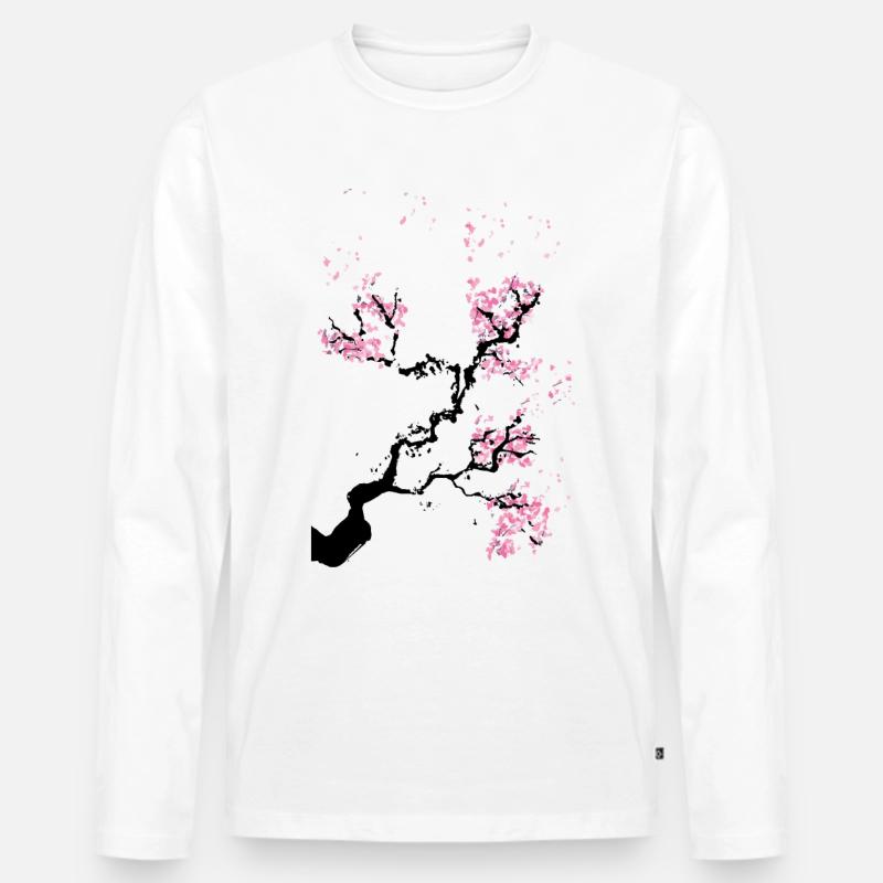 Kirschblüte japan - Männer Premium Bio Langarmshirt - Weiß