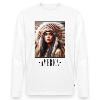 Culture Club - America 3 - Männer Premium Bio Langarmshirt - Weiß - Vorne - Nico (187cm)
