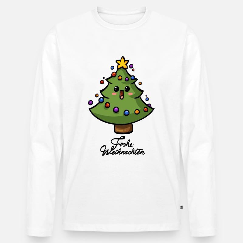 Weihnachtsbaum - Männer Premium Bio Langarmshirt - Weiß