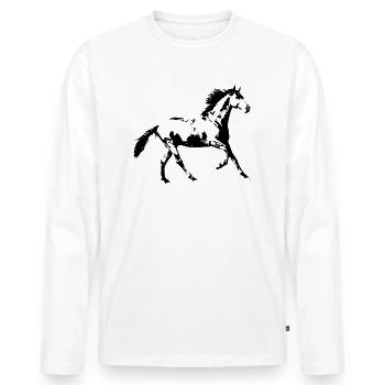 Pferd Hobby Reiten Pferde Stall Pferdesport - Männer Premium Bio Langarmshirt - Weiß - Vorne - Nico (187cm)