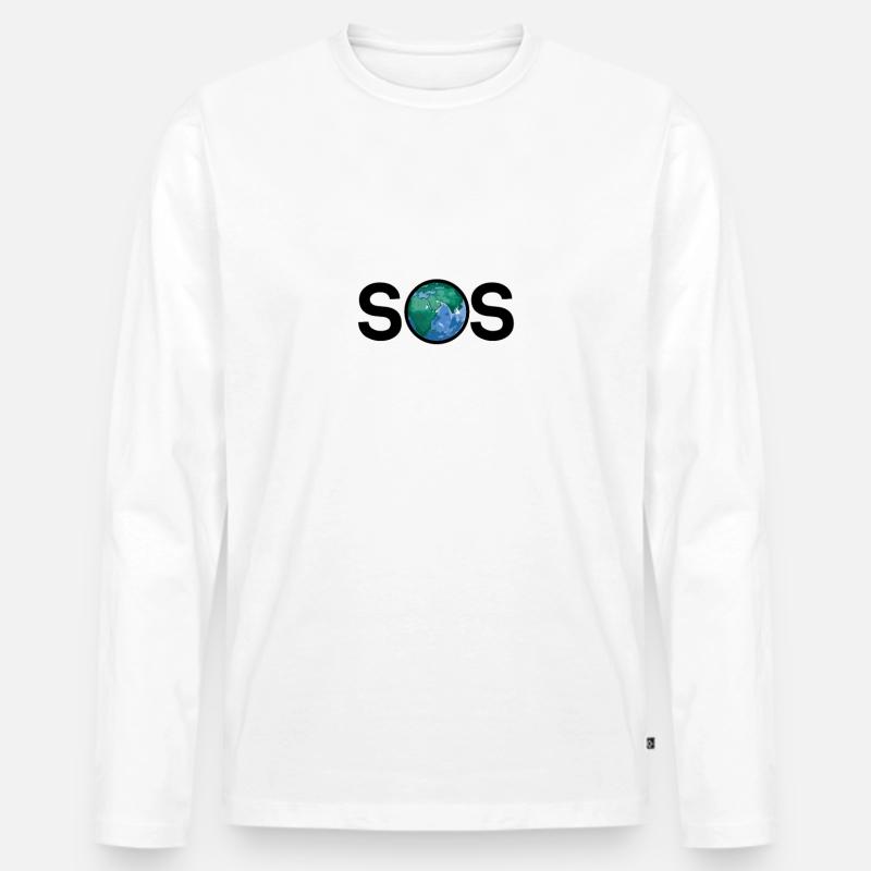 Erde Klimawandel Klimaschutz SOS - Männer Premium Bio Langarmshirt - Weiß