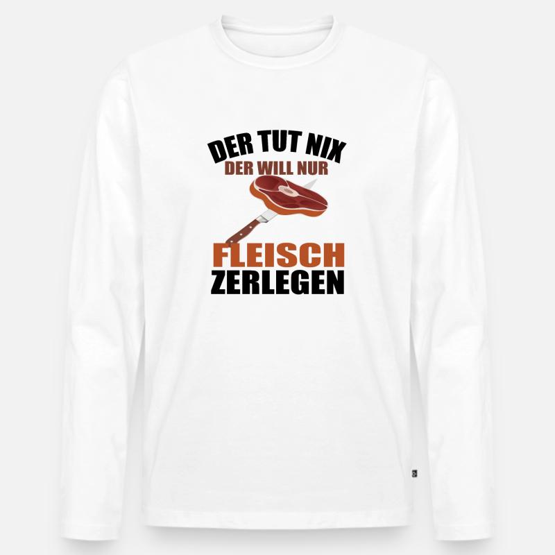 Fleischer Metzger Zerleger Zerlegen - Männer Premium Bio Langarmshirt - Weiß