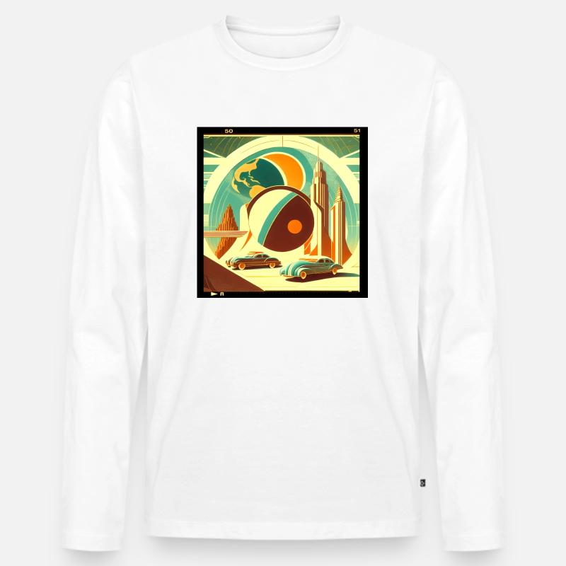 Imaginärer Retro-Planet - Männer Premium Bio Langarmshirt - Weiß