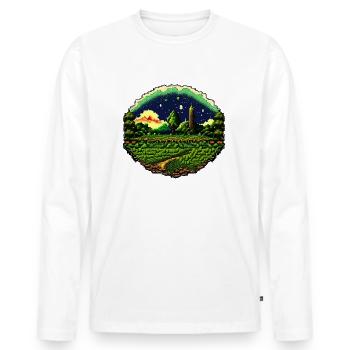 Verpixeltes Feld - Männer Premium Bio Langarmshirt - Weiß - Vorne - Nico (187cm)