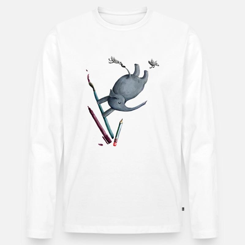 Akrobatik Elefant malen - Männer Premium Bio Langarmshirt - Weiß