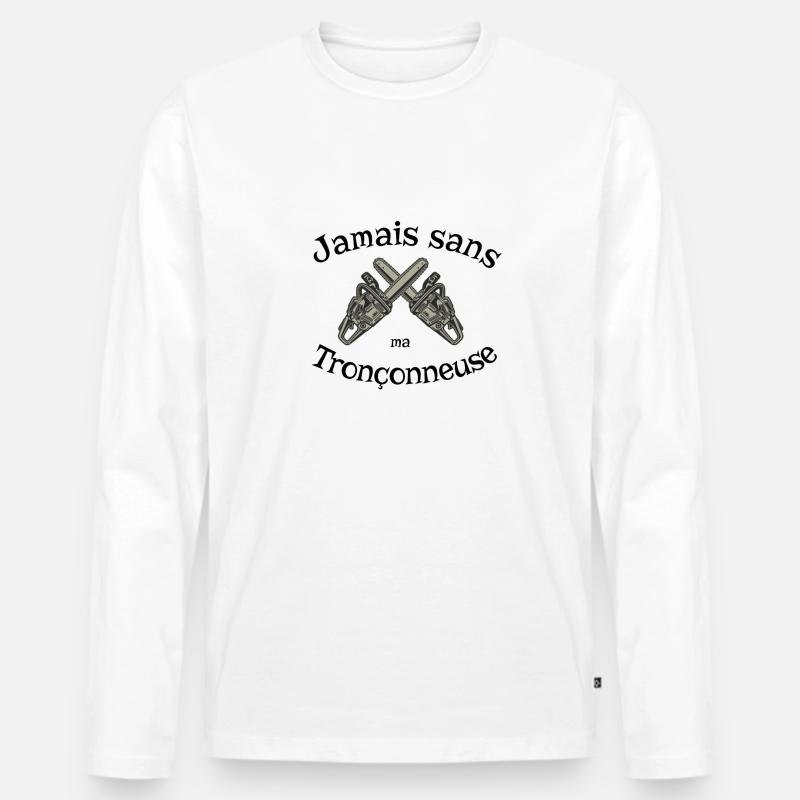 Nie ohne meine Kettensäge - Männer Premium Bio Langarmshirt - Weiß