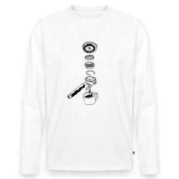 Barista Espresso Machine Coffee Lover - Men's Premium Organic Long Sleeve Shirt - white - Front - Nico (187cm)