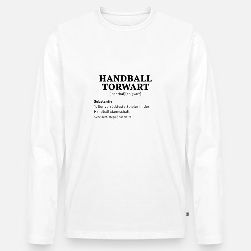 Lustig Handball Torwart - Männer Premium Bio Langarmshirt - Weiß
