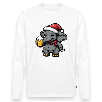 Mammut Weihnachten Bier Lustig - Männer Premium Bio Langarmshirt - Weiß - Vorne - Nico (187cm)