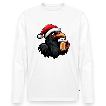 Harpie oiseau Noël bière drôle - T-shirt manches longues Premium bio Homme - blanc - Devant - Nico (187cm)