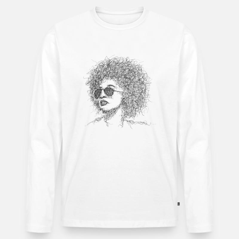 Afro Scribble - Männer Premium Bio Langarmshirt - Weiß