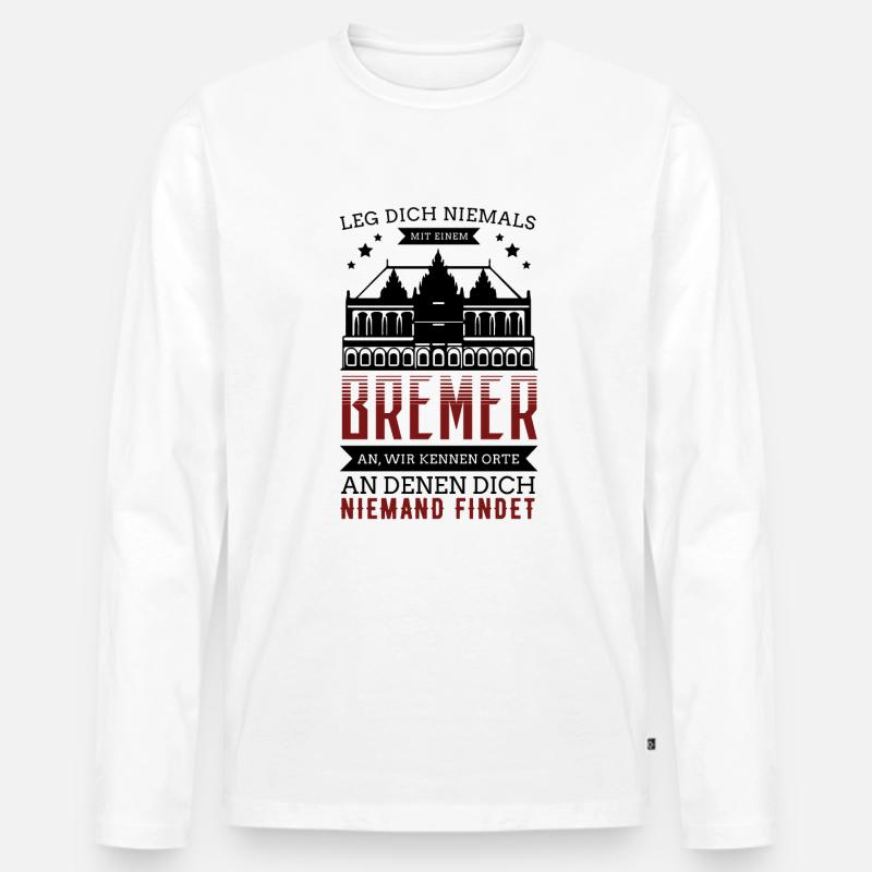 Bremen - Bremer - Männer Premium Bio Langarmshirt - Weiß
