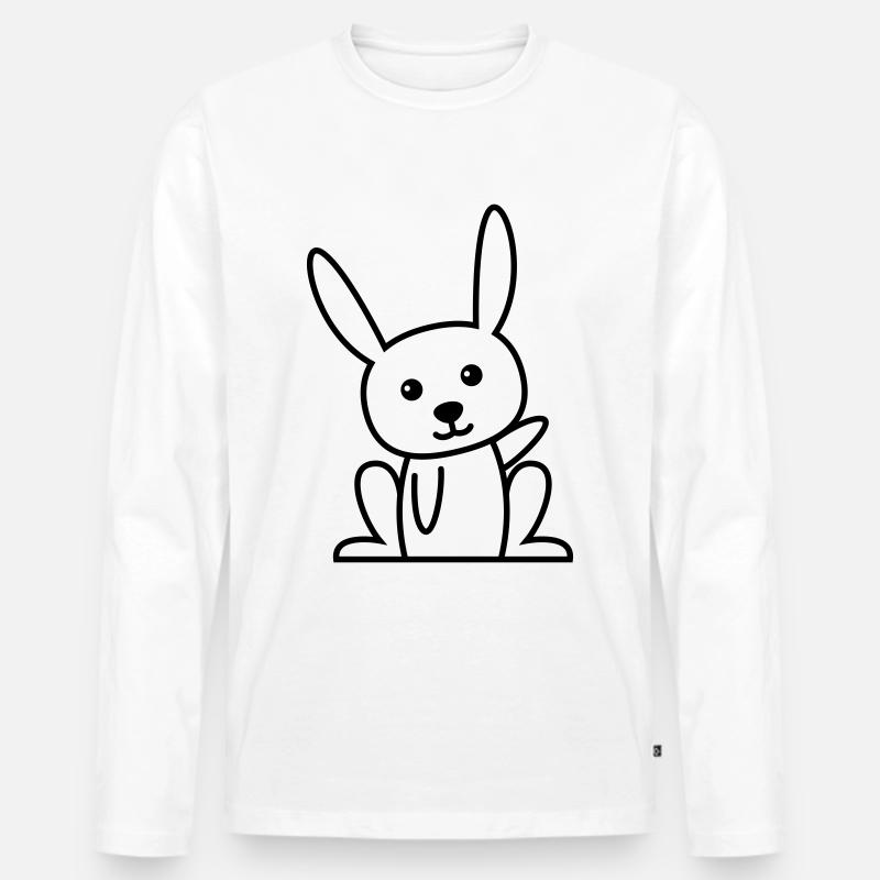 Hase Comic Tier - Männer Premium Bio Langarmshirt - Weiß