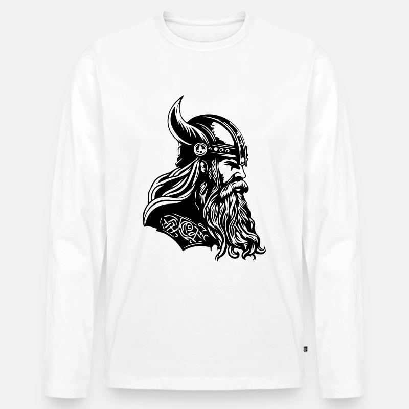 Wikinger Helm Krieger Viking - Männer Premium Bio Langarmshirt - Weiß