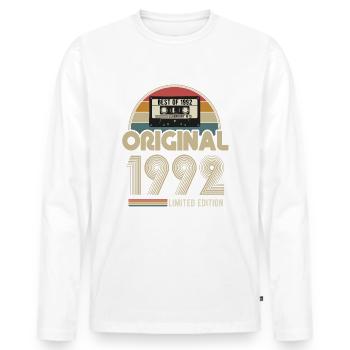 1992 Original Vintage Birthday Gift - Men's Premium Organic Long Sleeve Shirt - white - Front - Nico (187cm)