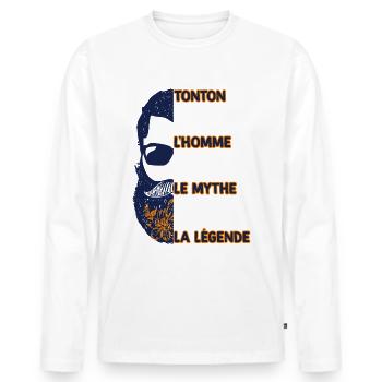 Mon Tonton Est Une Vraie Légende Cadeau Homme - T-shirt manches longues Premium bio Homme - blanc - Devant - Nico (187cm)
