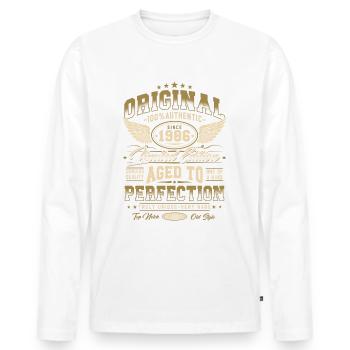 Original 1986 Vintage Born Cadeau d’anniversaire - T-shirt manches longues Premium bio Homme - blanc - Devant - Nico (187cm)