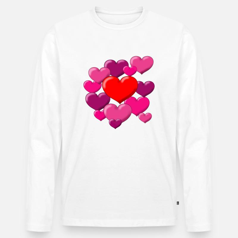 Hearts - Männer Premium Bio Langarmshirt - Weiß