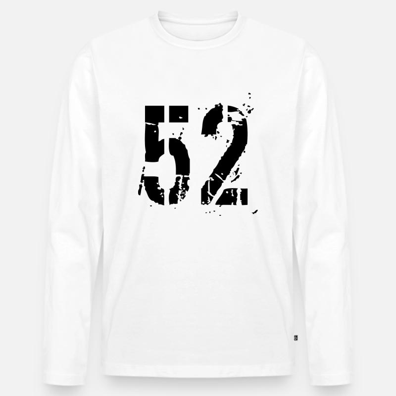 Nummer 52 - Männer Premium Bio Langarmshirt - Weiß