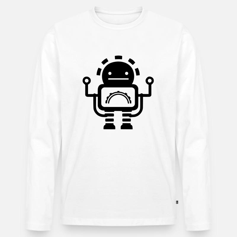 Kleiner Roboter - Männer Premium Bio Langarmshirt - Weiß
