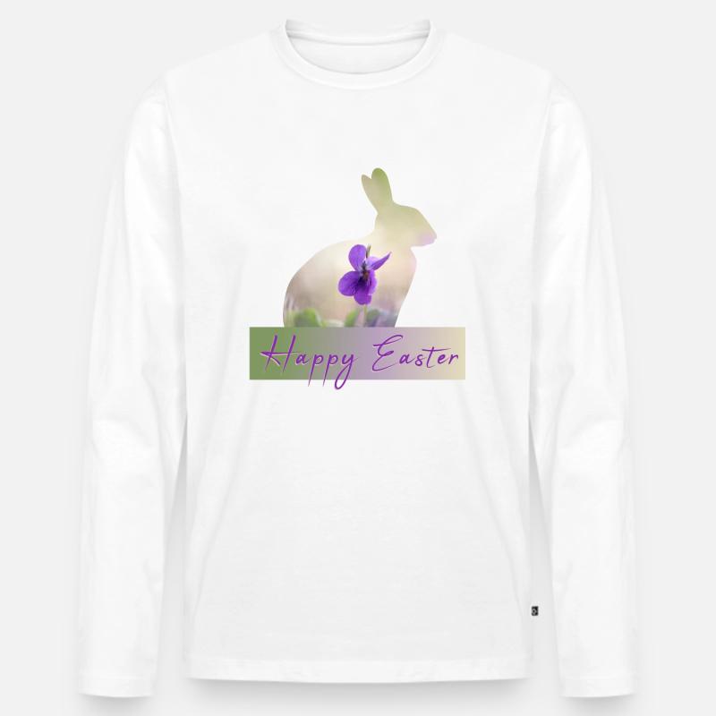 Happy Easter - Männer Premium Bio Langarmshirt - Weiß