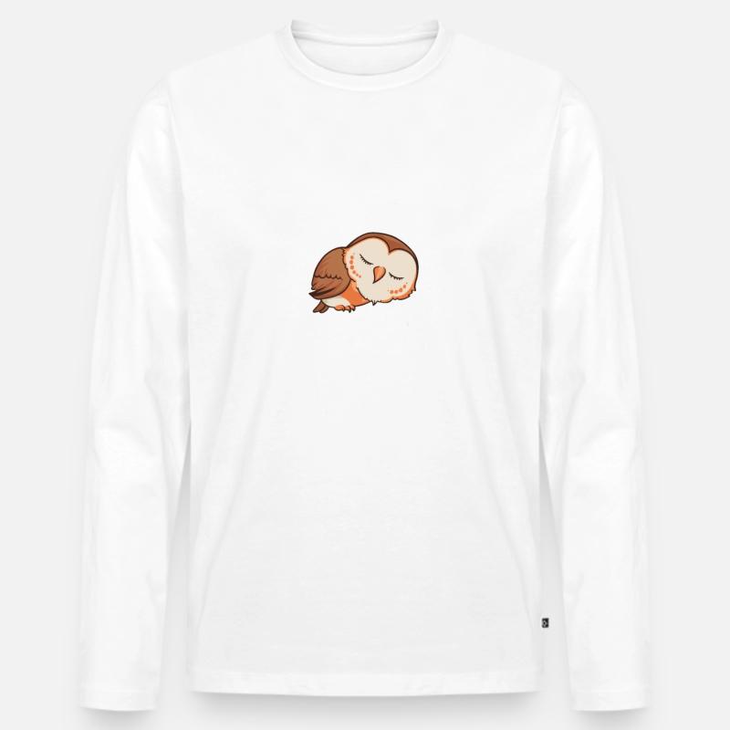 Nachteule Eule Eulen Vogel - Männer Premium Bio Langarmshirt - Weiß