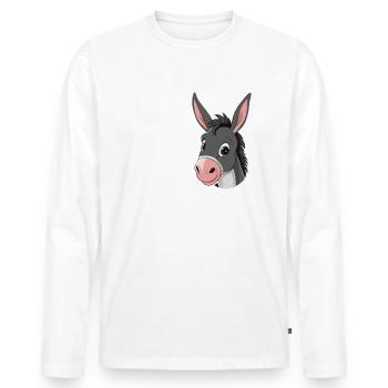 Esel Eselchen Maultier Muli - Männer Premium Bio Langarmshirt - Weiß - Vorne - Nico (187cm)