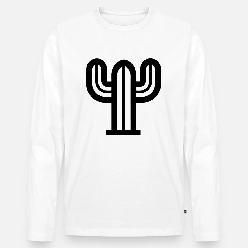 Kaktus - Männer Premium Bio Langarmshirt - Weiß