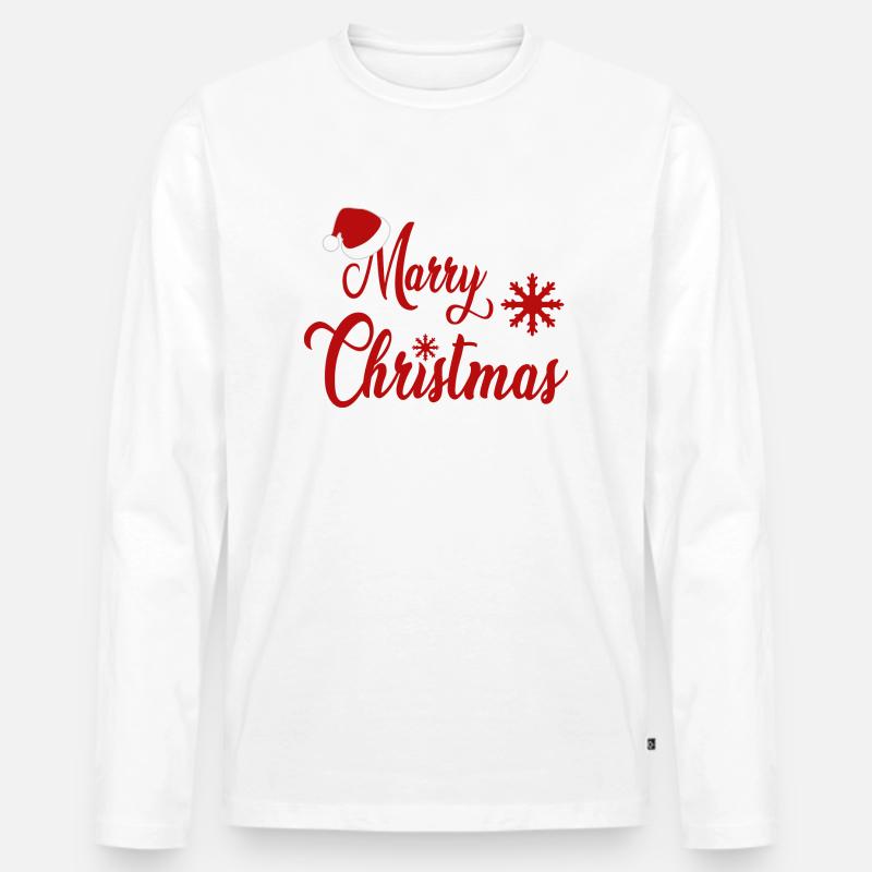 Marry Christmas - Männer Premium Bio Langarmshirt - Weiß