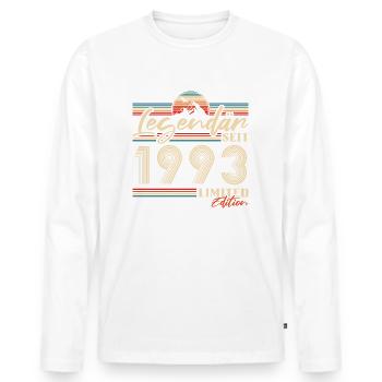 Vintage Geboren in 1993 Baujahr Geburtstag - Männer Premium Bio Langarmshirt - Weiß - Vorne - Nico (187cm)
