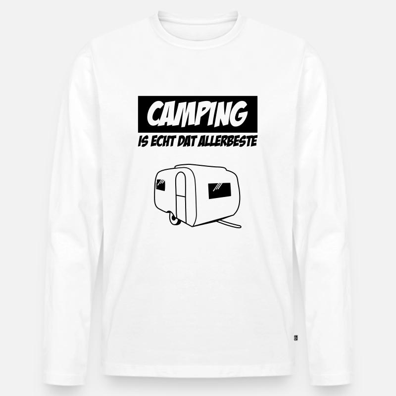 Camping Is Echt Dat Allerbeste - Männer Premium Bio Langarmshirt - Weiß
