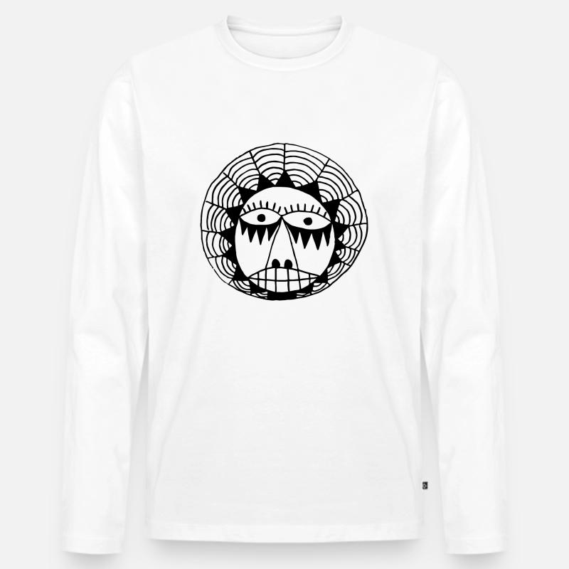 Die runde Maske - Männer Premium Bio Langarmshirt - Weiß