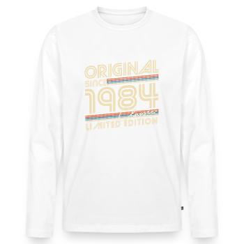 Original seit 1984 Jahrgang Geburtstag Geschenk - Männer Premium Bio Langarmshirt - Weiß - Vorne - Nico (187cm)