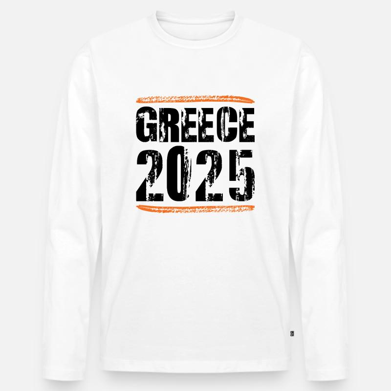 Greece 2025 Spruch - Männer Premium Bio Langarmshirt - Weiß