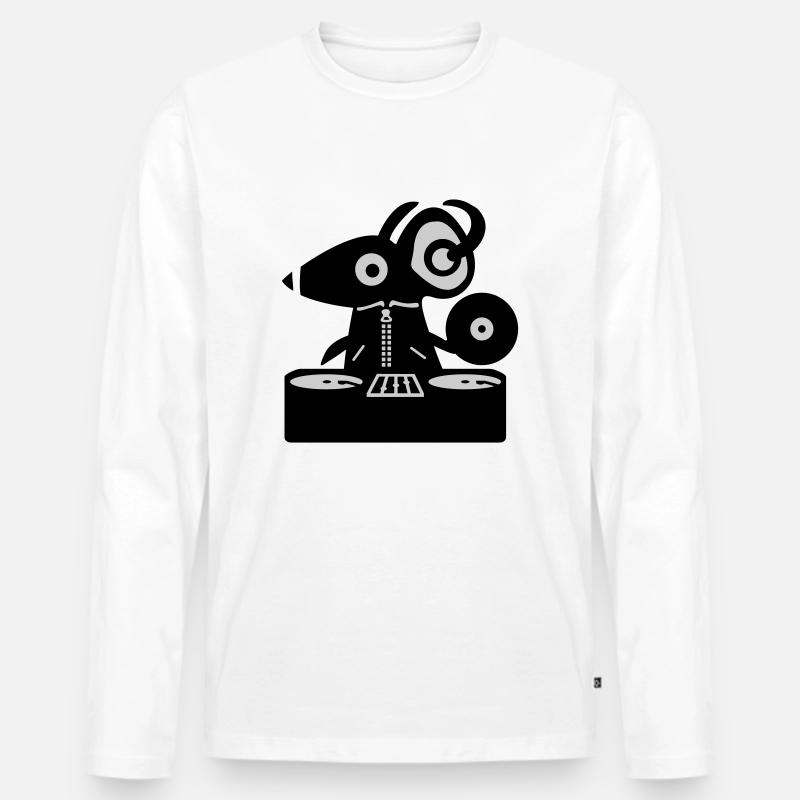 Maus DJ - Ratte - Männer Premium Bio Langarmshirt - Weiß