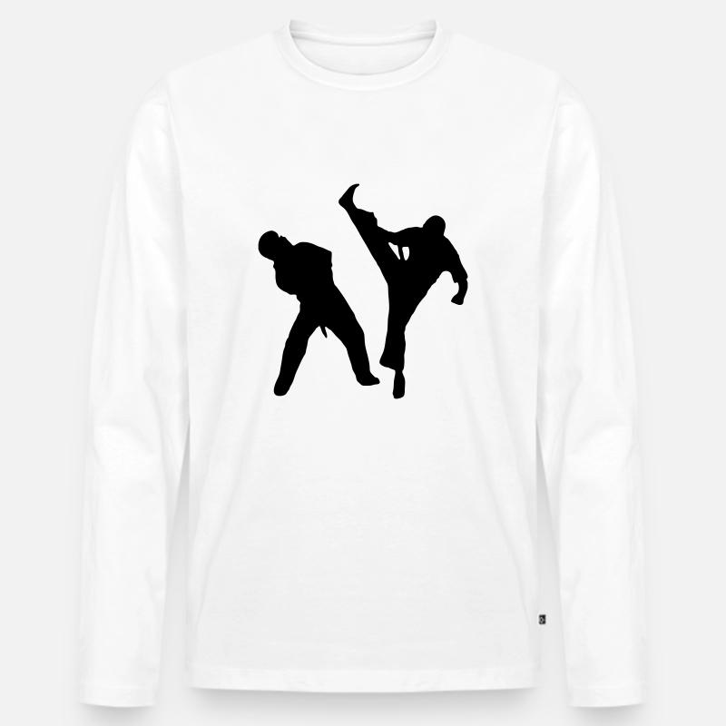 Axe Kick - Männer Premium Bio Langarmshirt - Weiß