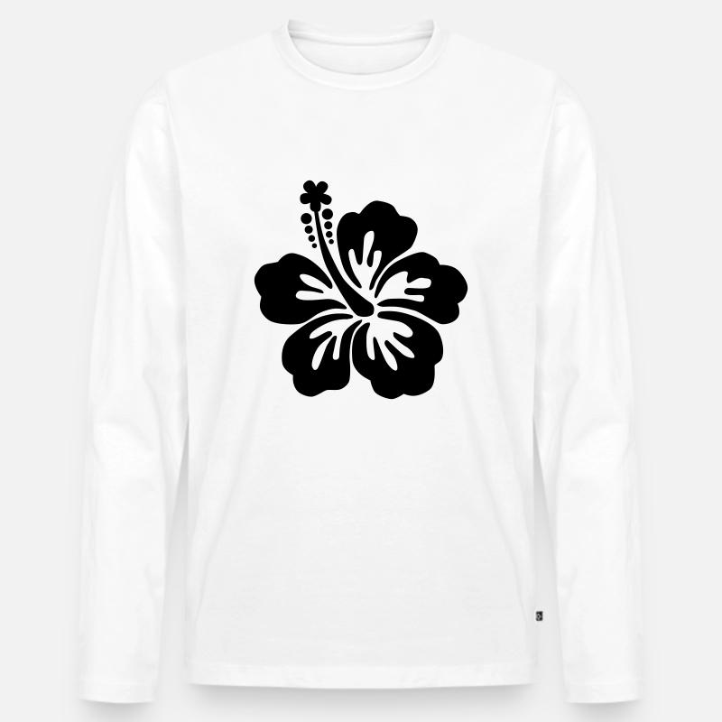 hibiscus10 - Männer Premium Bio Langarmshirt - Weiß